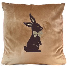 Samtkissen Osterhase mit Schleife