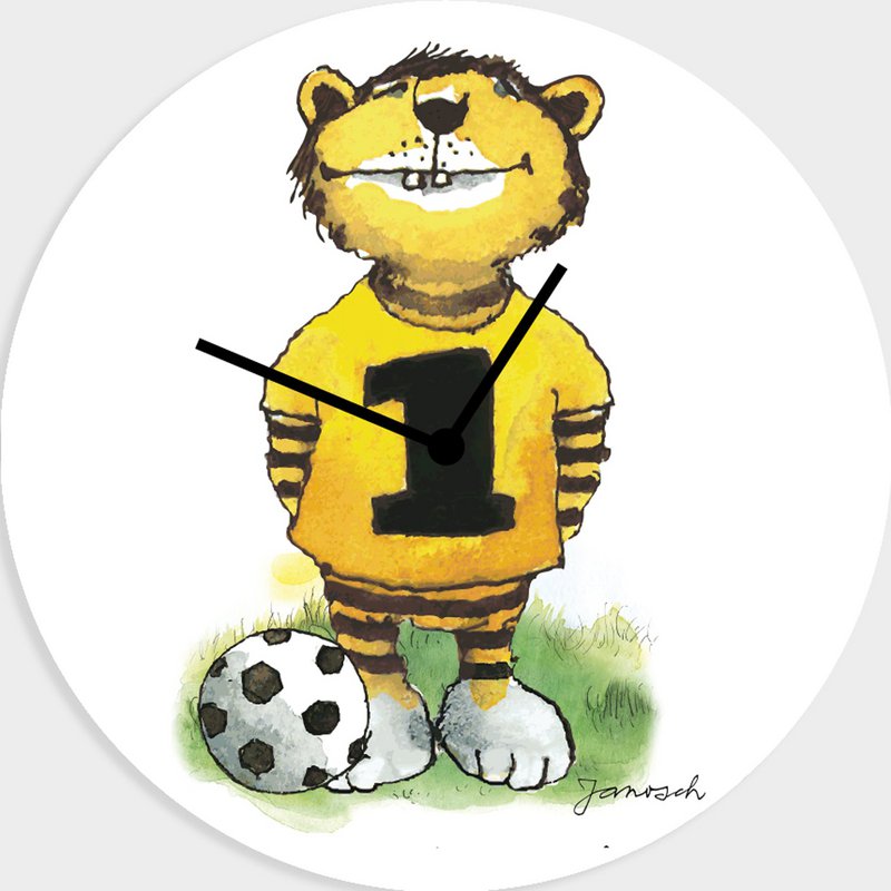 Reloj de cristal acrílico Janosch - tigre de fútbol