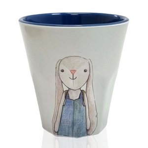 Melamine cup blue "Bunny Hugo"
