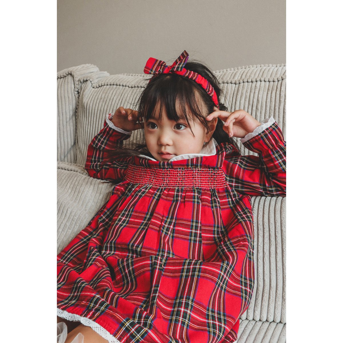 Merry Plaid Christmas Dress + Headband