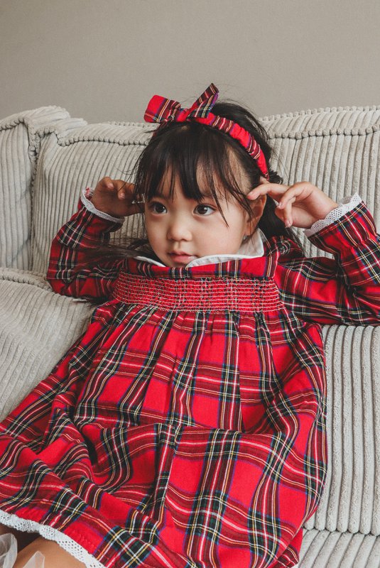 Merry Plaid Christmas Dress + pandebånd