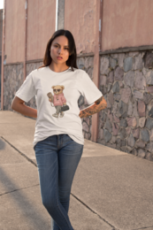 Oversize'owa koszulka Self Care Girl Bear