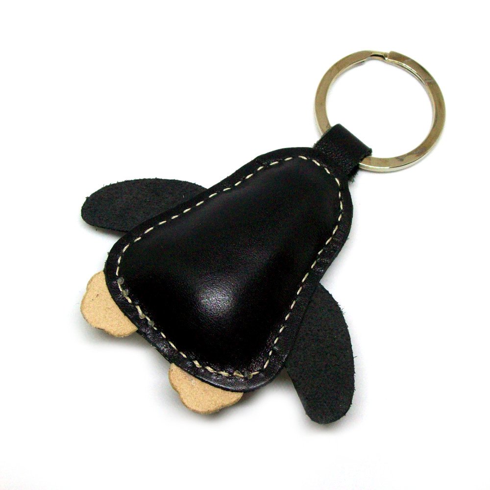Cute little penguin leather animal keychain - penguin lover gift