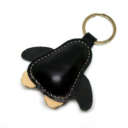 Cute little penguin leather animal keychain - penguin lover gift