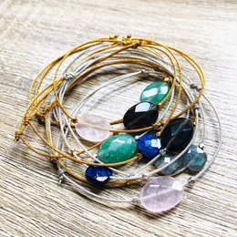 Justerbart armbånd Carrie Lapis Lazuli sølv