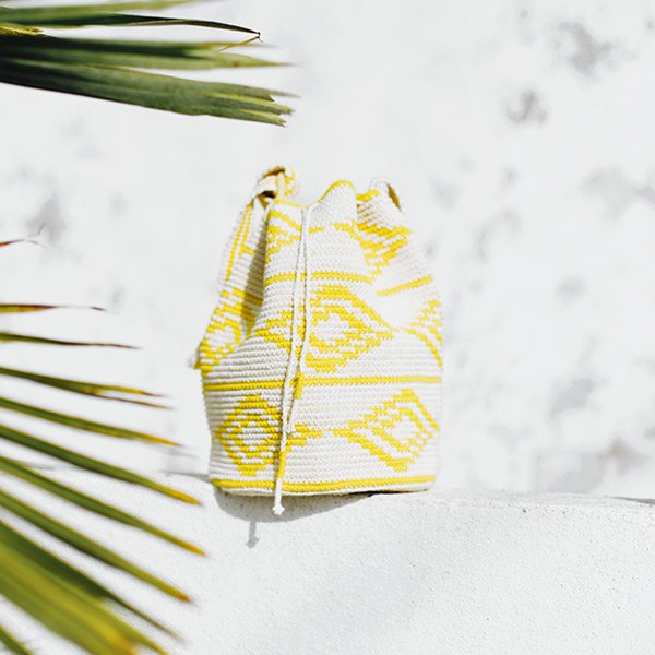 BOLSO CUBO DE GANCHILLO | Diamantes | Amarillo