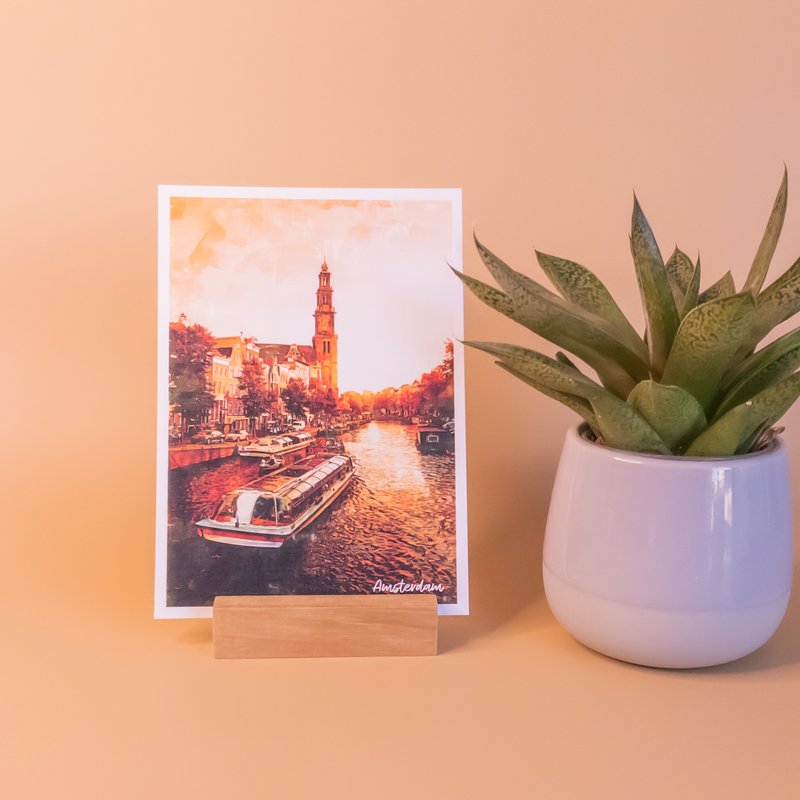 Golden Hour Amsterdam, Nederland - A6 ansichtkaart met envelop