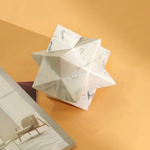 Modern Geometric Marble Look Sculpture – Contemporary Decorative Object for Luxury Home Décor