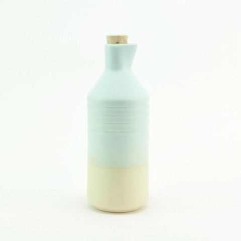 Enameled stoneware bottle blue