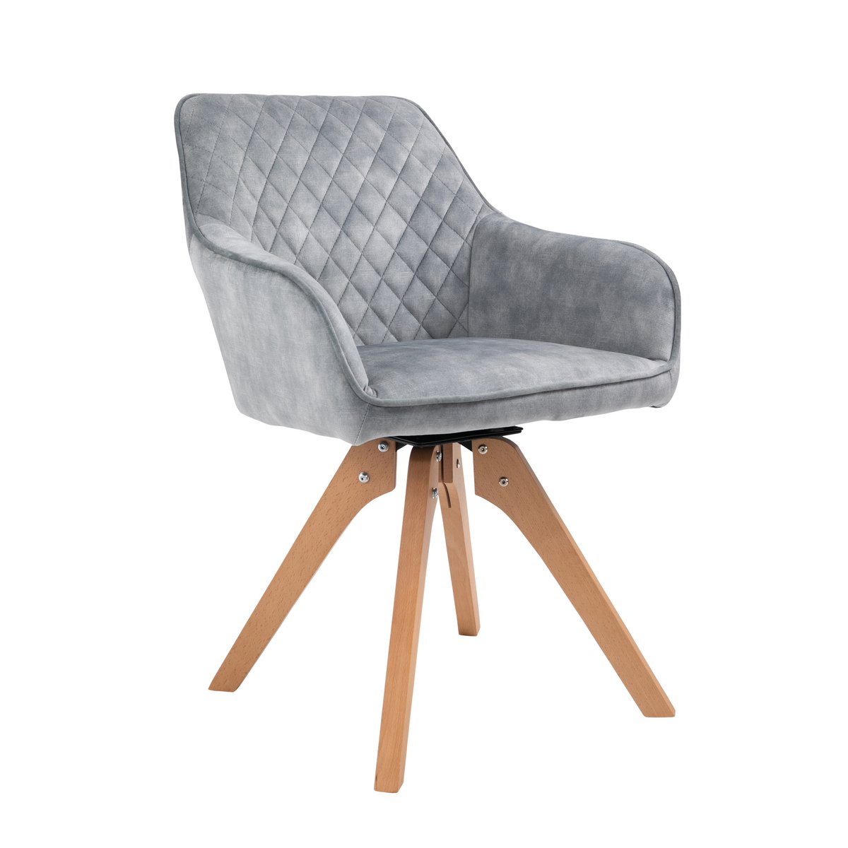 Fotel vintage aksamitny welur, szary