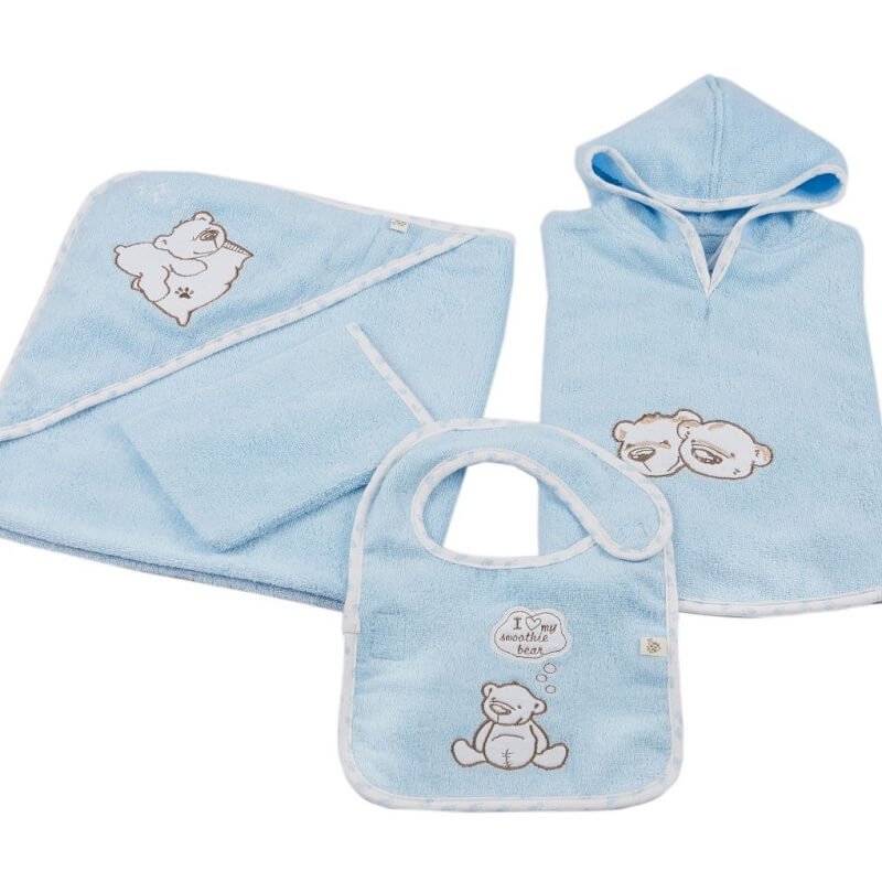 Set di poncho per bebè in cotone biologico Twin Bears