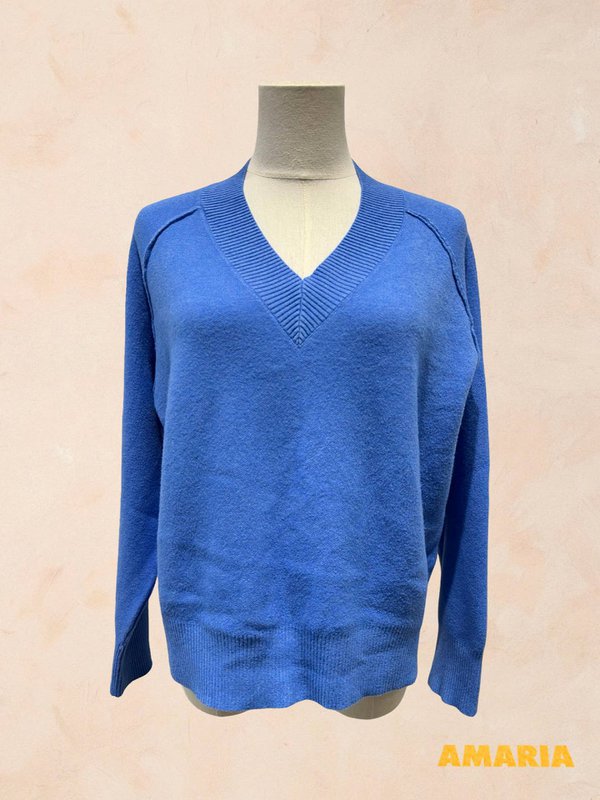 Jersey punto canalé manga larga cuello pico - Viscosa - 1336