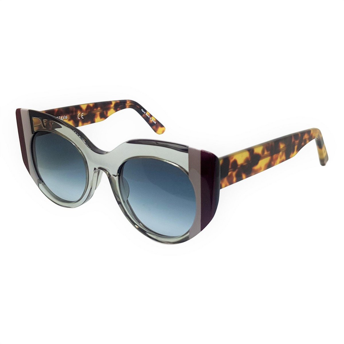 Gustavo Eyewear - G13 -Tr Gray - Gray and Burgundy Stripes