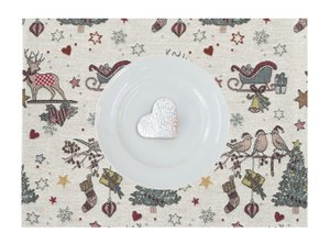 3616 Platzset natur / rot  - 32x45cm