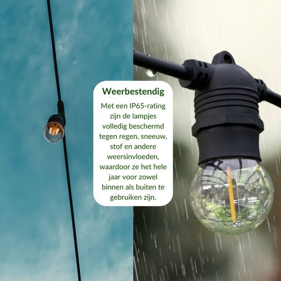 10 meter lysledning + 2 meter tilslutningskabel inklusive 10 LED-lamper