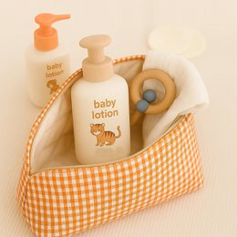 Kulturbeutel aus Bio-Baumwolle mit Gingham-Muster