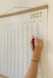 Planificador anual 2027, calendario a cuadros, calendario de pared 2027, calendario verde, calendario grande