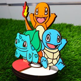 Farbige Holzstatue von Pokémon, Charmander, Bulbasaur und Squirtle, Geek -Geschenk, Nerd Room Housewarming