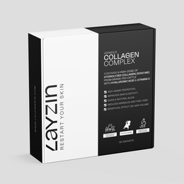  Collagen Complex supplement in 30, 60, or 90 sachets. Contains collagen, vitamins, and minerals to support anti-aging and skin health.