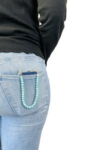 Telefoonkoord kort turquoise