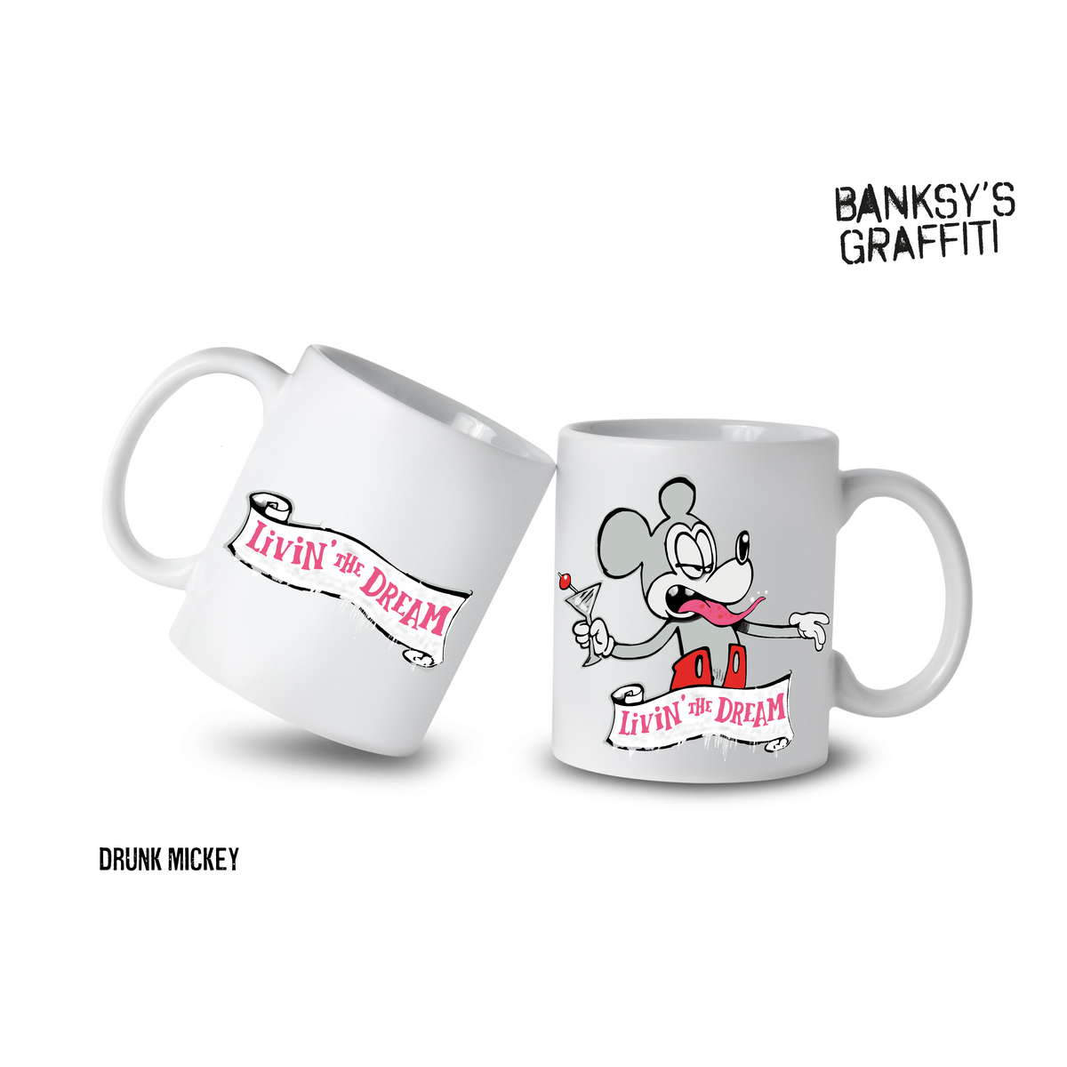 Tasse en céramique Banksy 325 ml - Mickey vivant le rêve