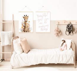 Giraffen-Kinderzimmer-Poster, Giraffen-Poster, Blumen-Kinderzimmer-Druck, Mutter und Baby-Giraffen-Poster, Kinderzimmer-Giraffen-Druck, Wildblumen-Druck, Mädchen-Kinderzimmer-Poster, Mädchenzimmer-Dekoration