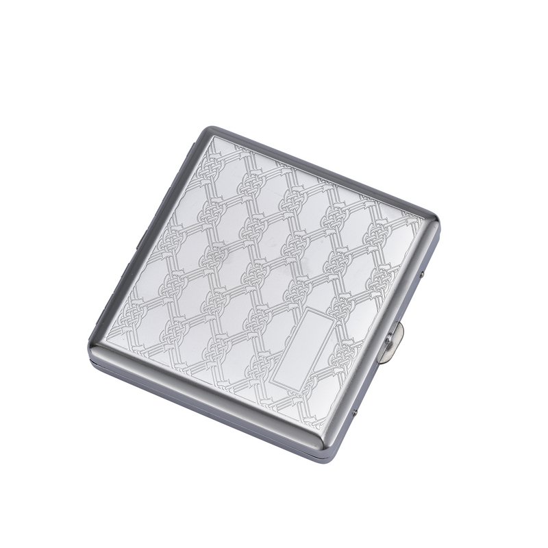 Boîte à Cigarette Métal Etui 20 Cigarettes Métallique Rangement de Cigarettes Porte-cigarettes Argentée Dessin relief Pratique Compact élégante