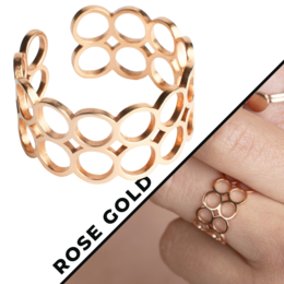 Anello aperto in acciaio inossidabile in oro, oro rosa e argento • misura regolabile / anallergico / impermeabile