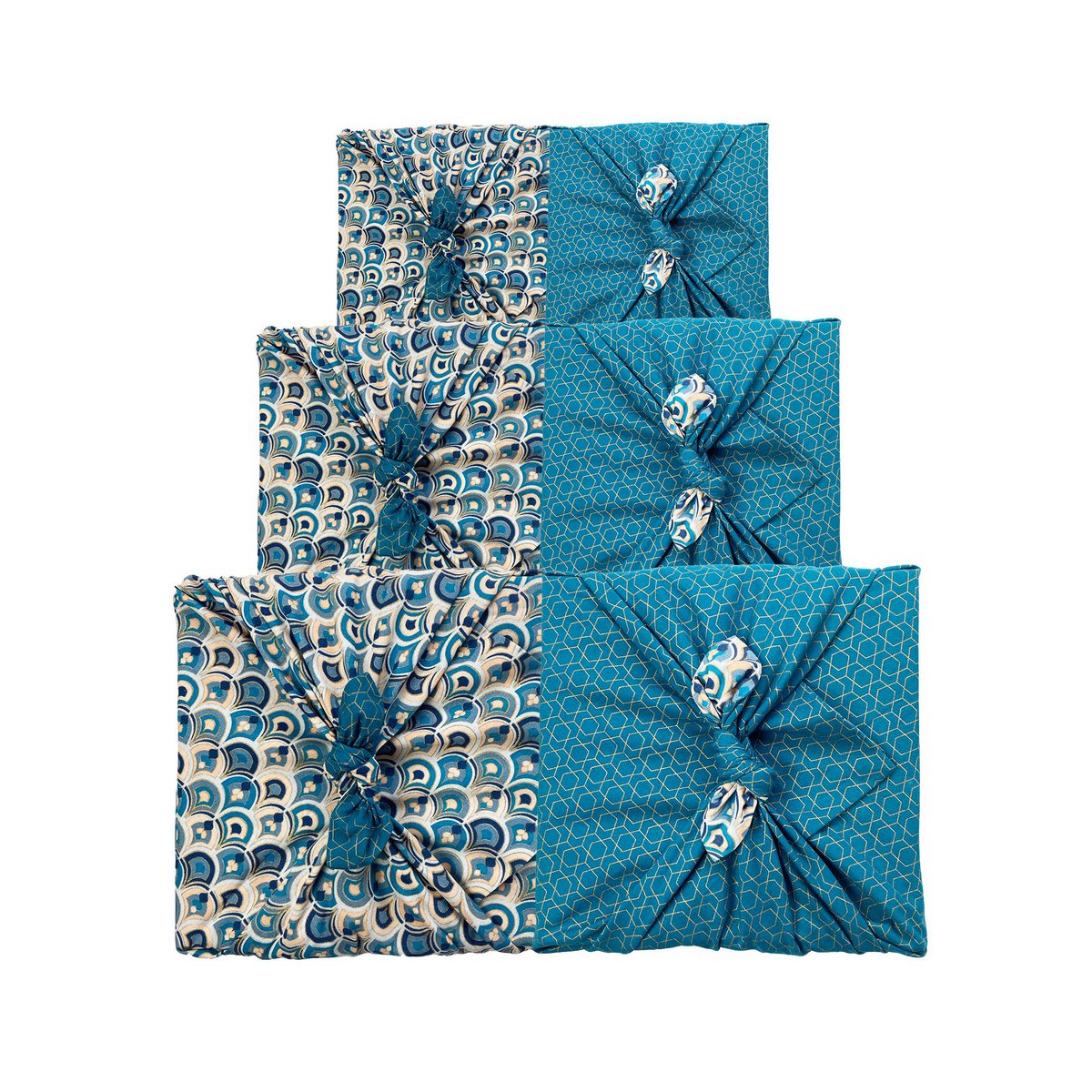 Furoshiki Gift Wrap Art Deco & Ocean Fabric Gift Wrap - Double Sided (Reversible)