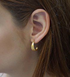 Olive Leaf Earrings: Mini Hoops in Silver or Gold (Unisex)