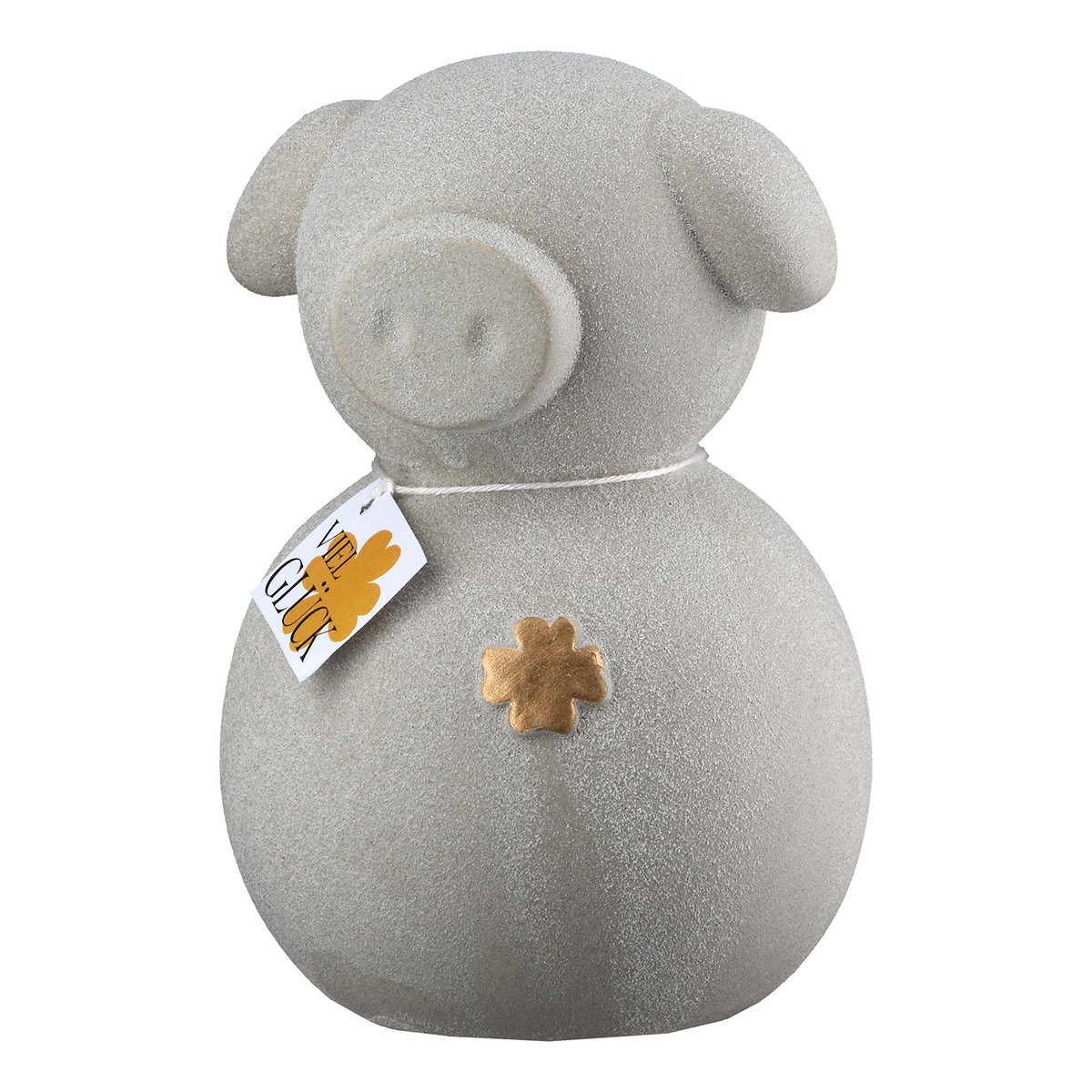 Spaarpot geluksvarken 2-ass. grijs, wit H. 12,5 cm, VE 8