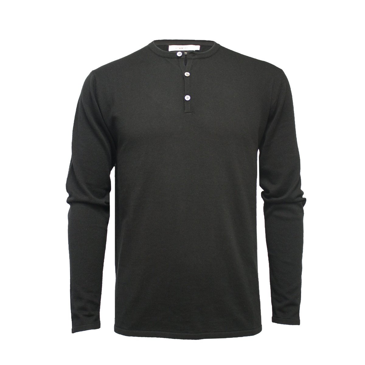 Koszulka Jersey Henley T Shirt czarna z długimi rękawami St Tropez