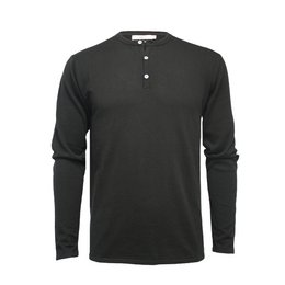 Jersey Henley T-Shirt schwarz Langarm St Tropez