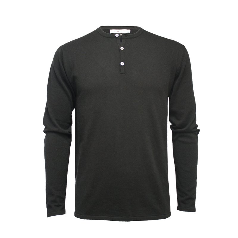 Jersey Henley T-Shirt schwarz Langarm St Tropez