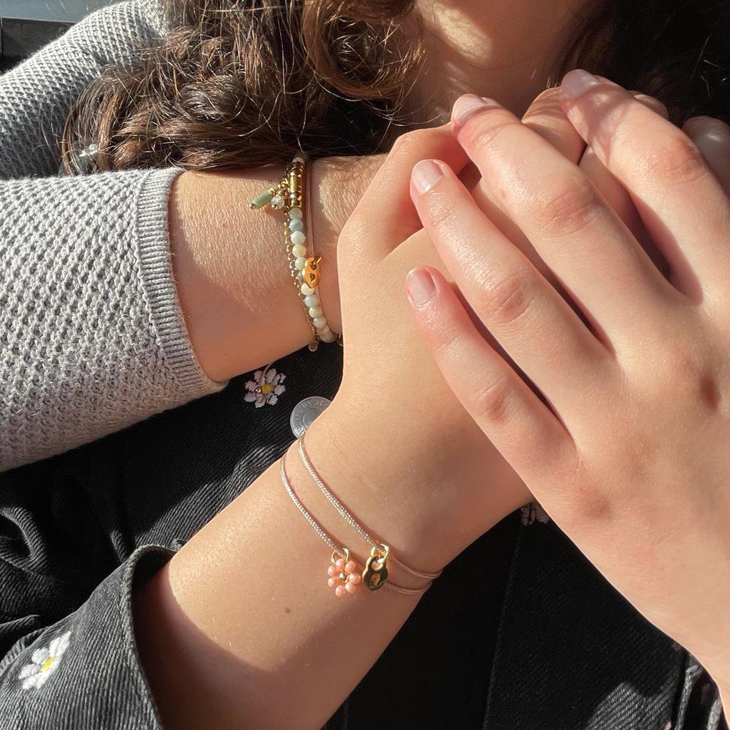 Moeder en dochter armbandenset zwart, stainless steel zilver of goud