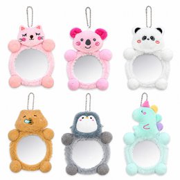 Dierenpluche compacte spiegel - Kawaii sleutelhangerset