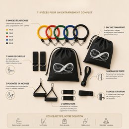 11 Piece Exercise Pack - Exercise and Strength Kit - Home Sport and Fitness - Yoga Accessory
