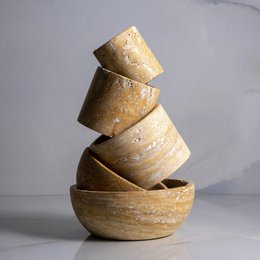 Travertin decoratieve schaal Hettite