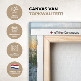 Canvas Maleri - Wall Decoration - Beach - Sun - Dune - Grass - Sand - Horizon
