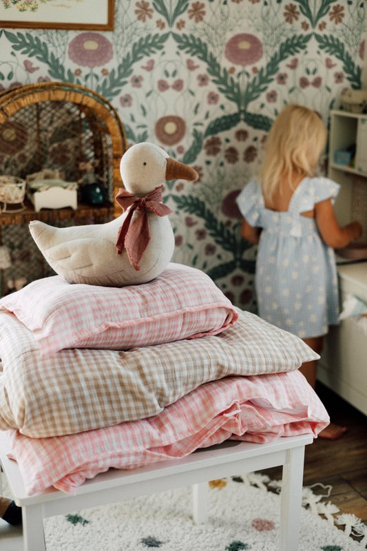 TISU børnedynebetræk & pudebetræk, Pink Gingham