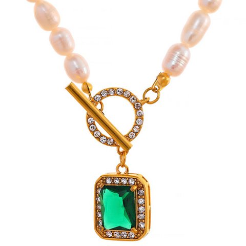 Jelena - vierkante hanger zaad parel choker ketting