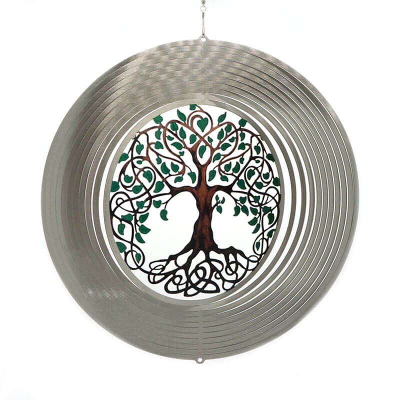 Windspinner, Spin Art, RVS, Livets træ, Sølv, 12TOL108, Ø30cm