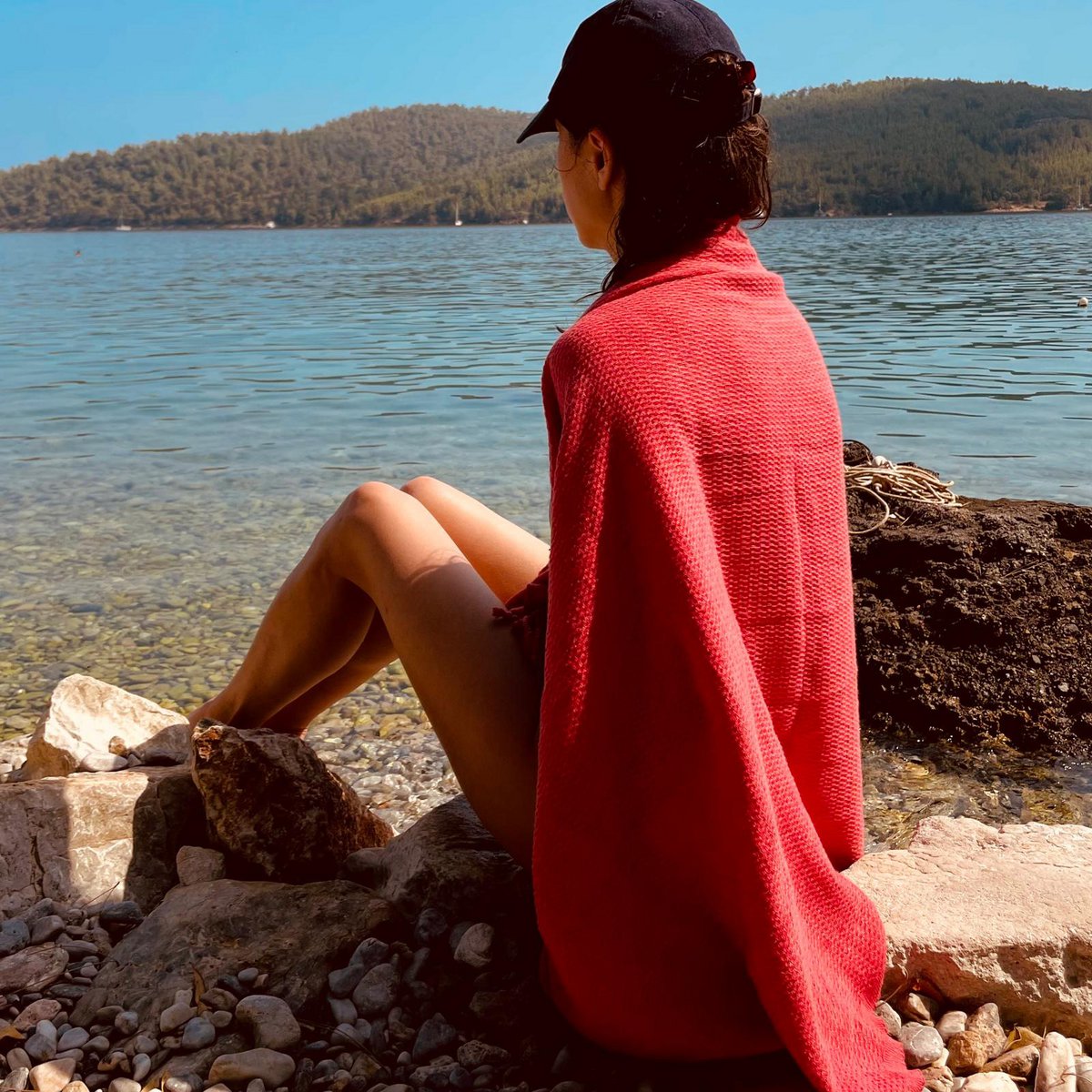 RED AND READY Stonewashed Turkish Towel - thick and soft for your best self care routine