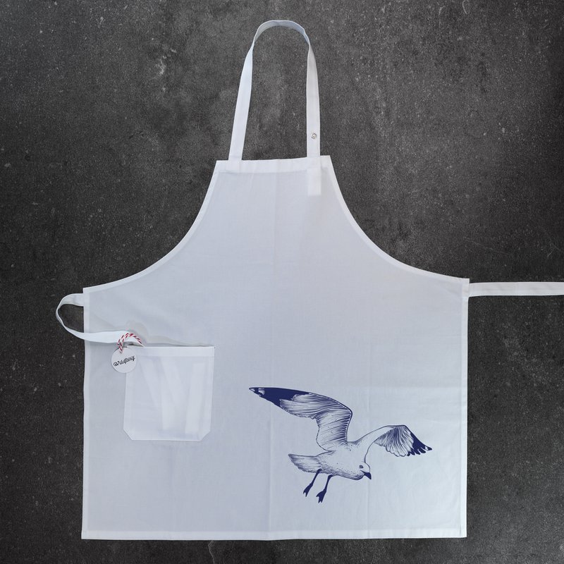 Cooking apron white with seagull