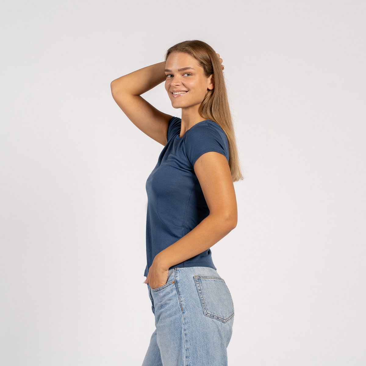 Denim Merino 160 a maniche corte da donna