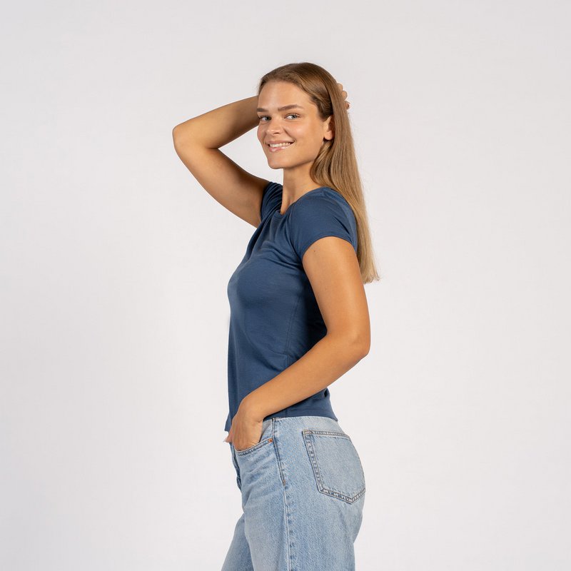 Denim Merino 160 a maniche corte da donna