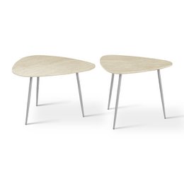 Piper Coffee Table Set [Travertine Stone] [Beige] [White]