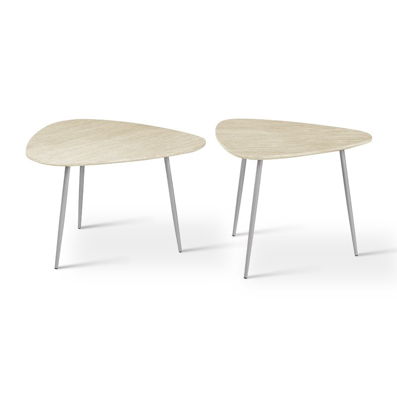 Piper Coffee Table Set [Travertine Stone] [Beige] [White]