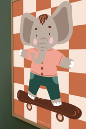 Plakat børneværelse elefant ollie