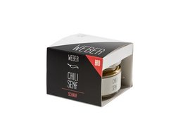 Chili mustard in a 130g jar, made with high-quality ingredients for a bold, spicy flavor.